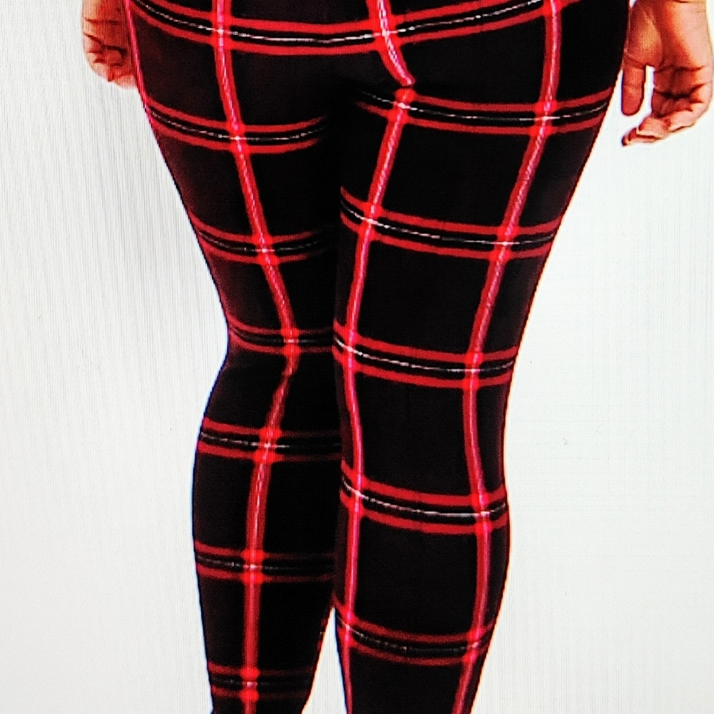 Burgundy plaid pull on pixie pants